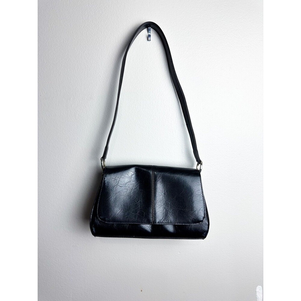 Liz Claiborne Retro Faux Leather Baguette 90s Y2K Bag Womens Black